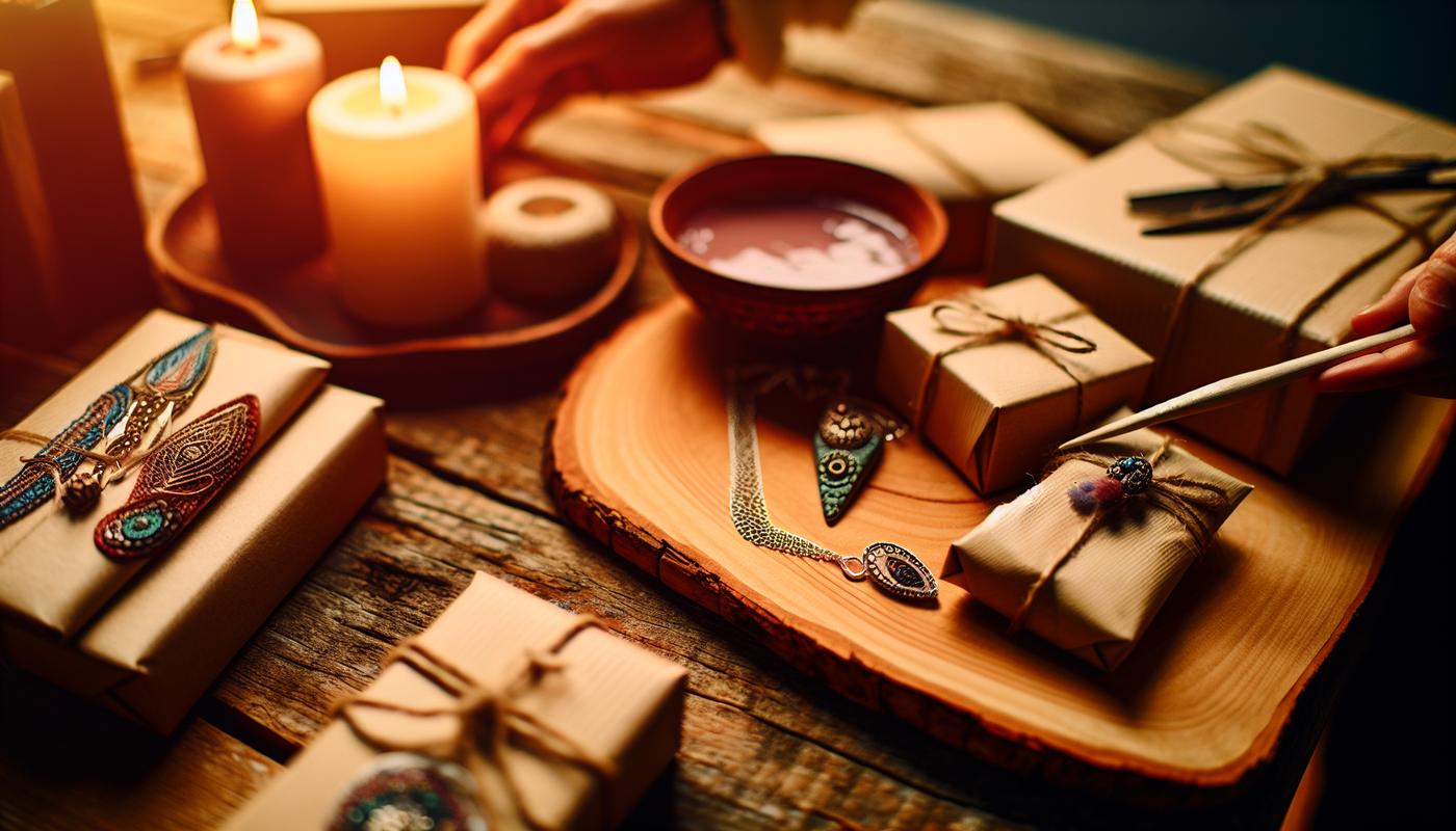 Handmade artisan products being carefully wrapped in eco-friendly packaging